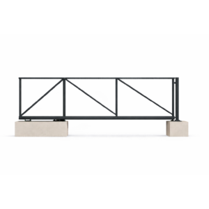 Hall täiteta liugvärav, teraskonstruktsioon, postidele paigaldatav.