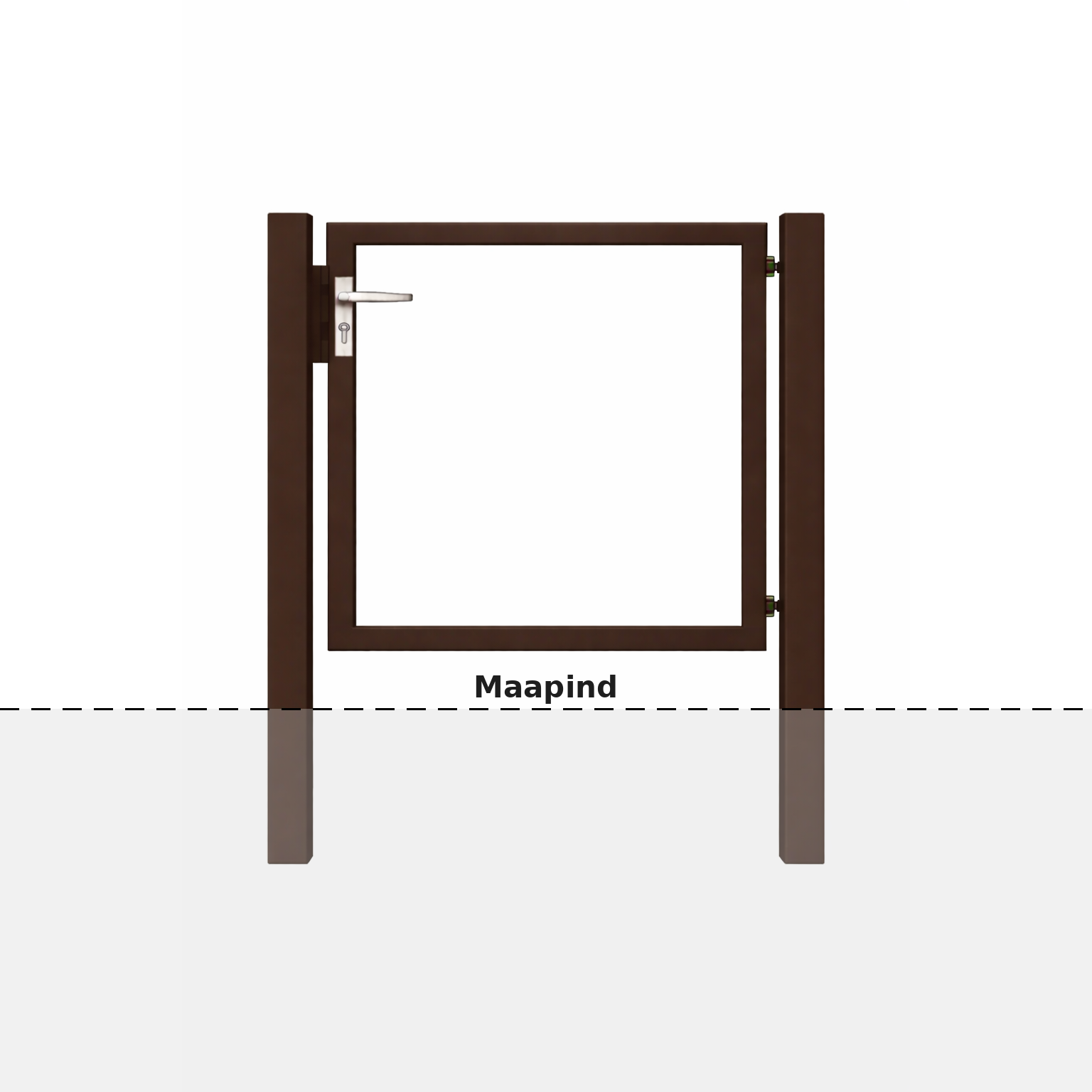 Pruun täiteta jalgvärava komplekt postidega
