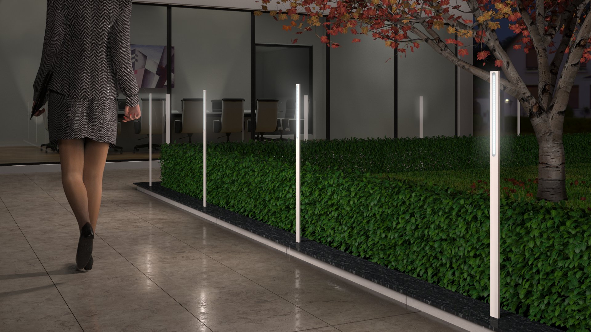 Key Automation TOWER LED-aiavalgustid kõnnitee ääres